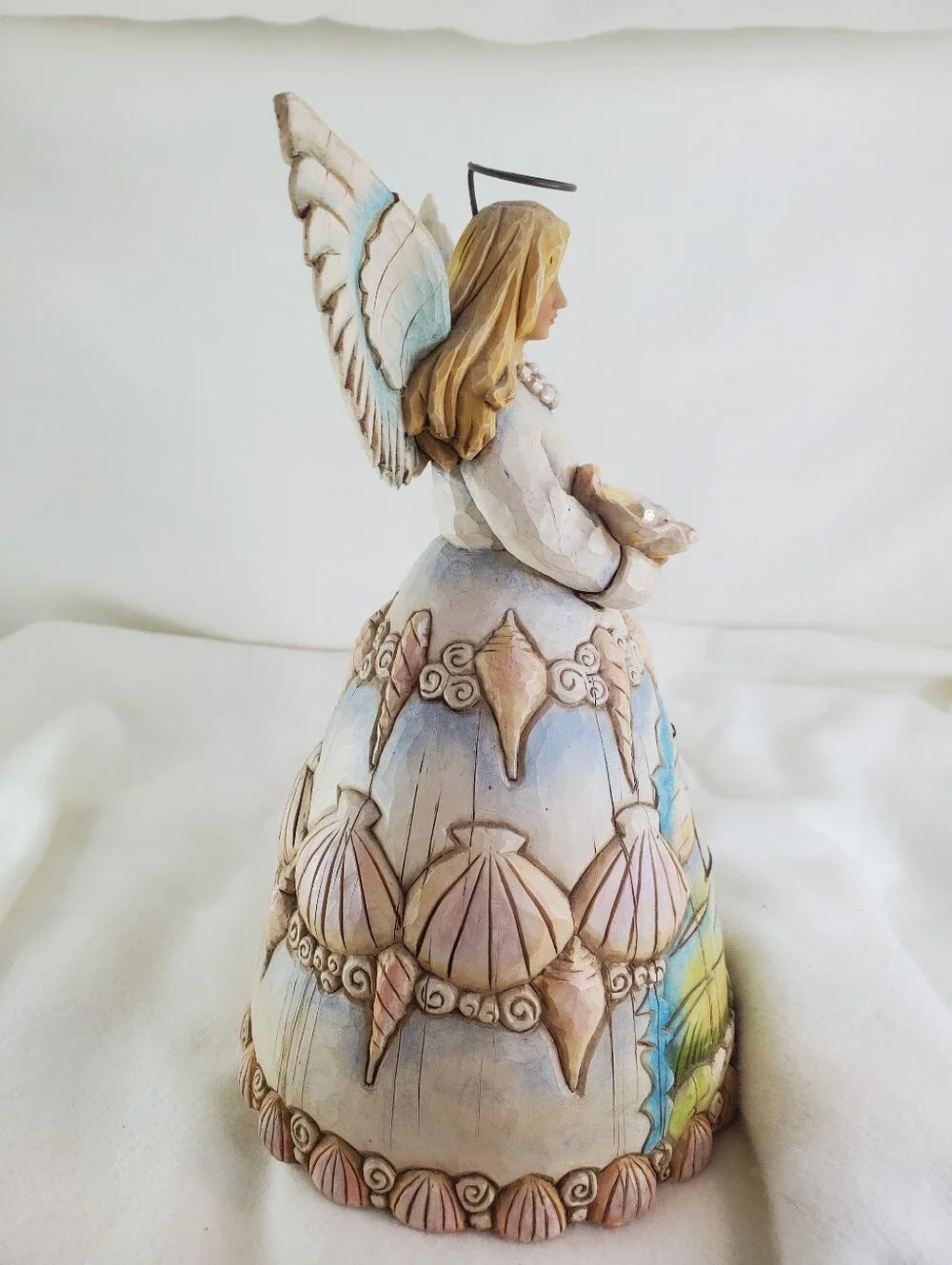 Jim Shore 2003 Angel Figurine Holding Seashell with Pearl, Beach Scene Dress